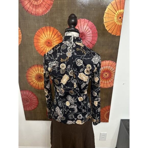 Vintage Lady Carol 70’s Floral Zip Blouse W/Tie Modest Retro Office Chic Sz S - Picture 3 of 6